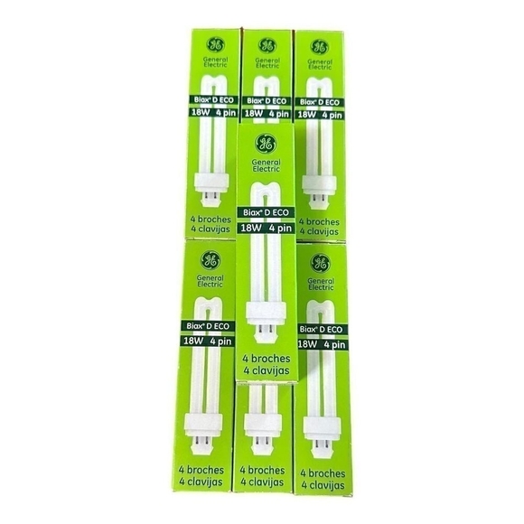 Lot Of 7 GE CFL Light Bulb General Electric Biax T/E ECO 18w 4 pin - Picture 1 of 4